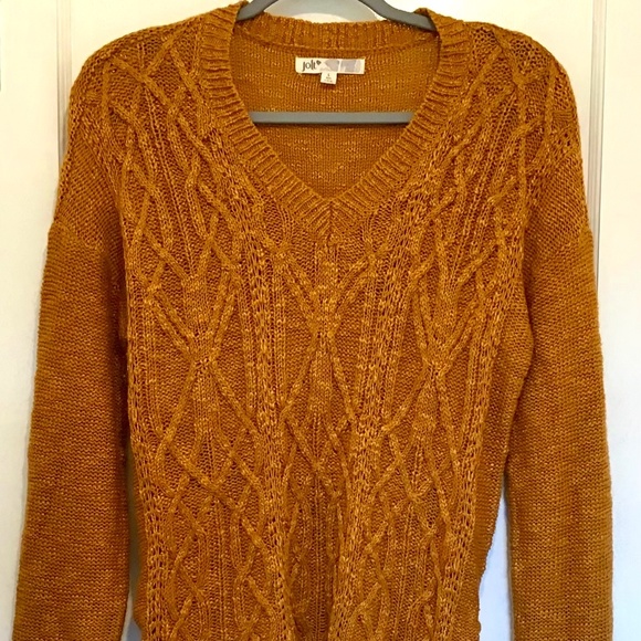 Jolt Sweaters - Jolt Women’s Gold V-Neck Sweater Side Ties Size Large